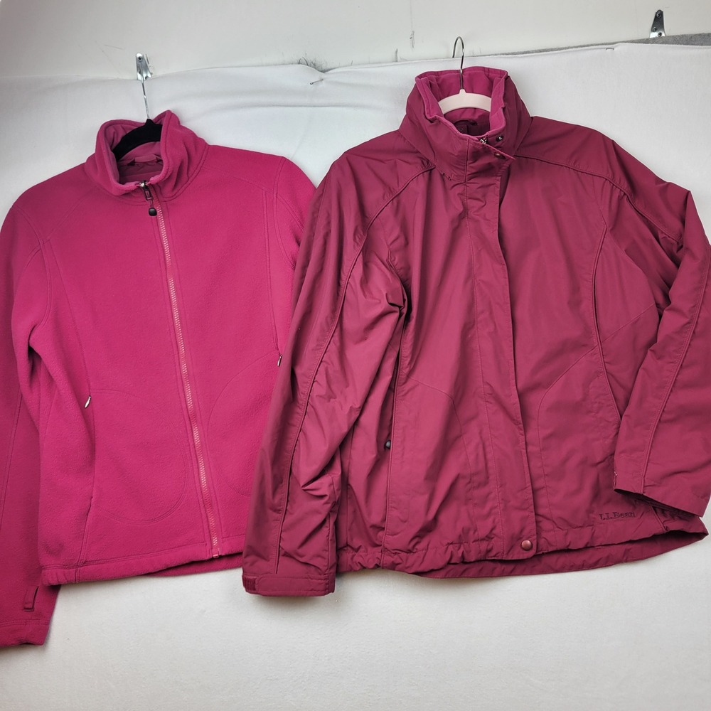 LL Bean Women's Storm Chaser Jacket Size Small‎ Full Zip 3 in 1 Fleece Coat Pink